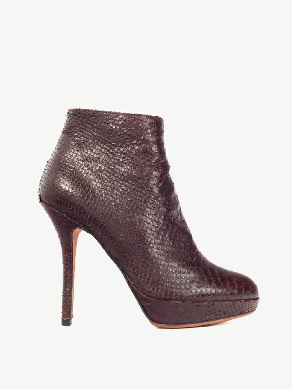 Christian Dior Burgundy Snakeskin Platform Booties